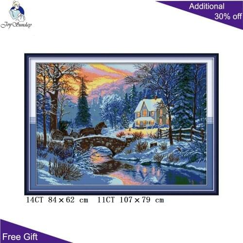 Joy Sunday Winter Night Needlework FA025 14CT 11CT Counted and Stamped Return In Winter Joy Sunday Cross Stitch Kits