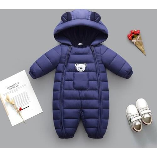 Bobora Baby One-Piece Clothes Winter Hooded Rompers Thick Cotton Warm Outfit Jumpsuit Overalls Snowsuit Children Boy Clothing