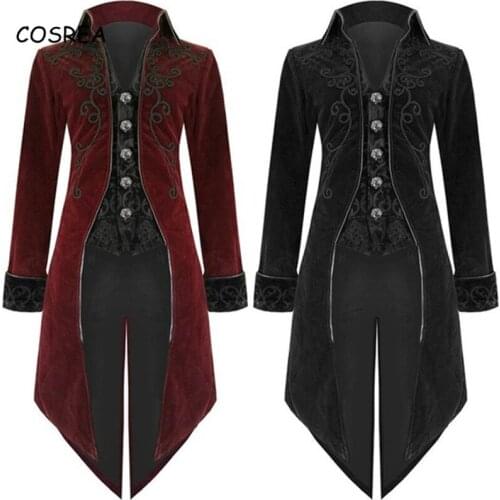 Medieval Costume Men Lapel Breasted Tuxedo Halloween Carnival Party Cosplay Costume Mens suits tuxedos Trench Coat For Men