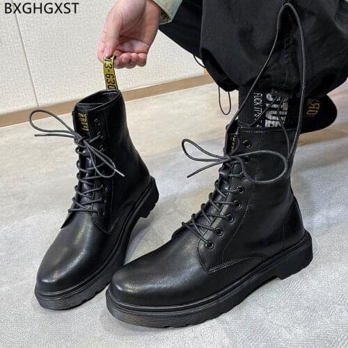 Leather Boots for Men Male Luxury Designer Shoes Black Motorcycle Boots for Man 2021 Platform Boots Men Outdoor Shoes Man Sapato
