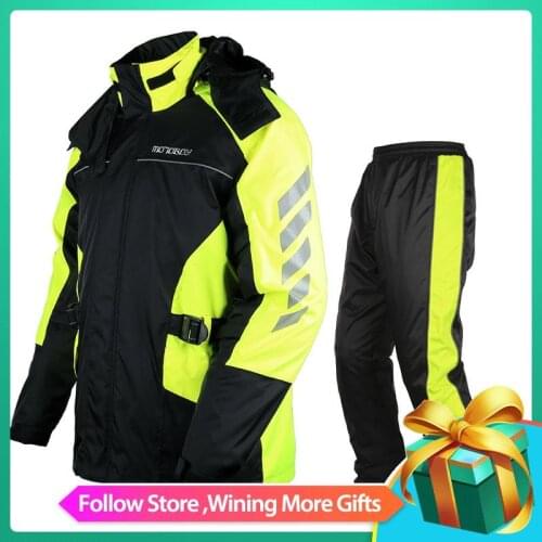 MOTOBOY Professional Waterproof Cycling Jacket Pants Hood Motorcycle Gear Outdoor Sport Camping Rain-proof Raincoat Suit Jersey