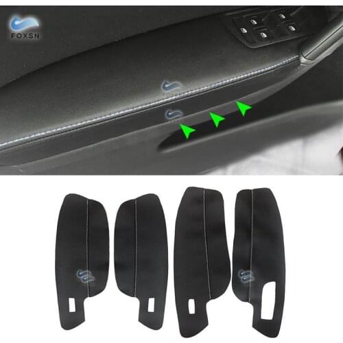 LHD Single Wire For VW Golf 7 2014 2015 2016 2017 2018 4pcs Car Door Armrest Panel Microfiber Leather Cover Trim
