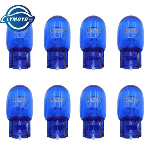 LYMOYO 10pcs T20 7443 7440 12V 16W Xenon Sidelight car bulb halogen lamp warning light auto Natural Glass Blue Super White 5000K