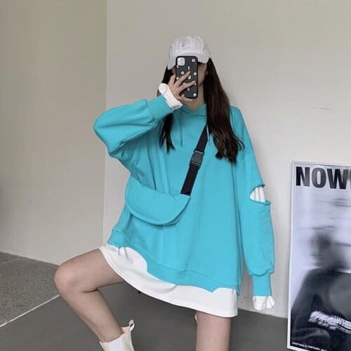 Small bag Korean style long-sleeved pullover oversize jacket BF Korean version 2020 new autumn comes with small bag