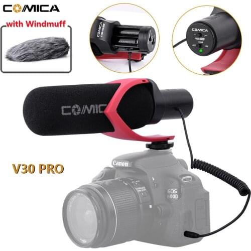 Comica CVM V30 PRO Video Microphone Directional Condenser Interview Recording Mic for Canon Nikon Sony DSLR Camera with Windmuff