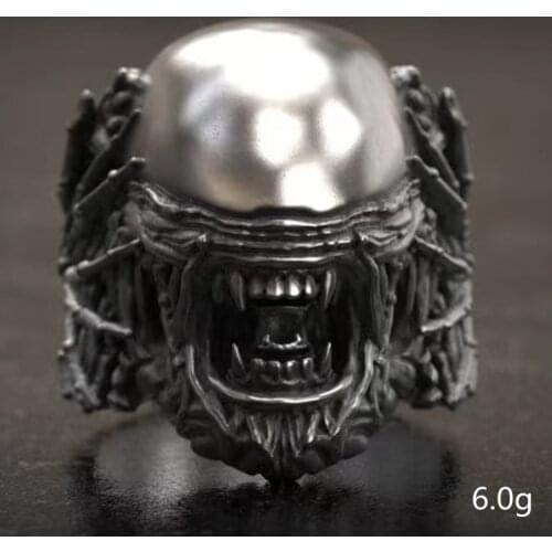 Mens Fashion Silver Color Skull Rings Domineering Personality Punk Spider Warrior Skull Finger Ring Male Jewelry Accessories