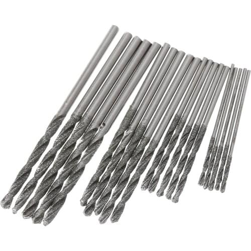 20Pcs/set 1mm 1.5mm 2mm 2.5mm Diamond Coated Twist Drill Bits Set For Glass Soft Metal Tile Stone