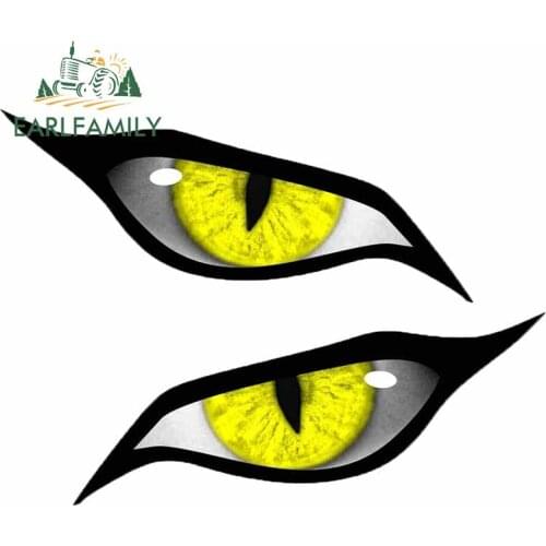 EARLFAMILY 13cm x 9.5cm for Evil Yellow Eyes RV Motorcycle Car Stickers Occlusion Scratch Waterproof Windshield VAN Anime Decal