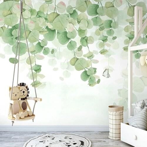 Custom Mural Wallpaper 3D Watercolor Green Leaf Wall Painting Living Room TV Sofa Bedroom Home Decor Papel De Parede 3D Frescoes