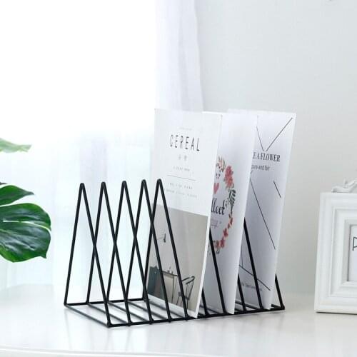 Nordic Triangle Simple Wrought Iron Desktop Storage Rack Bookshelf Documents Magazine Storage Box Office Racks Jewelry