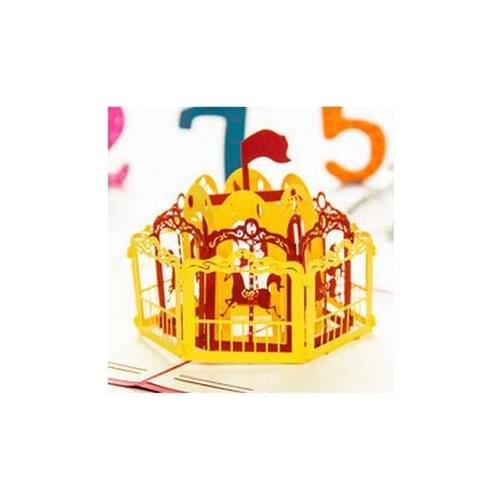 New Arrive 3D Merry-Go-Round Greeting Cards for Valentine/Children/Kids,Creative Hollow Out Handmade Romantic Invitation Cards