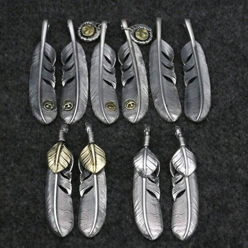 New Sterling Silver Feather Pendant Indian Ornament Fashion Influx People Necklace Pendant