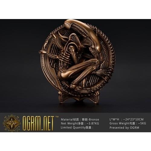 Ogrm Bronze Crafts Avp Alien Limited Edition Plate Replica Palisades H.r. Giger Predator Chap Bronze Figure Desktop Decoration