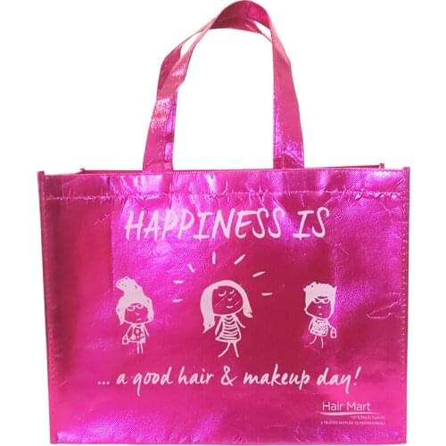 Luxury Gift Bags with Handles Rose Metallic Non Woven Cloth Handled Packaging Bag Wig Clothes Boutique Favor Bag for Party Event
