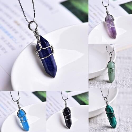 Natural Crystal Necklace Pendant Jewelry Amethyst Point Pendant Couple Pendant Necklace Pendant DIY Making Accessories Jewelry