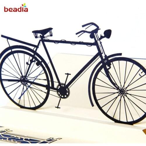1 pcs 3D Pop Up Bicycle Greeting Cards Laser Cut Post Card For Birthday Christmas Valentine' Day Party Wedding Decoration