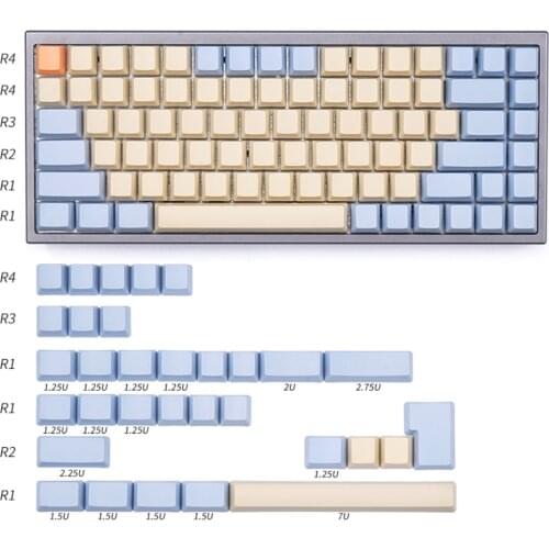 Blank Keycaps For Cherry Mx Switch Mechanical Keyboard 61 64 68 84 87 Bella OEM Profile Milk White Blue 116 1.45mm Thick Key Cap