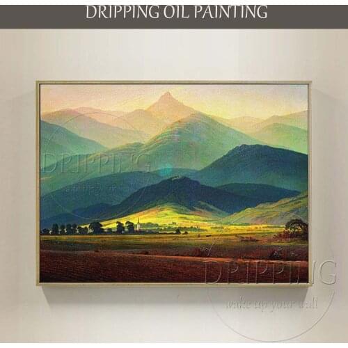 Hand-painted High Quality Impressionist Hills Landscape Oil Painting on Canvas Beautiful Handmade Giant Mountains Oil Painting
