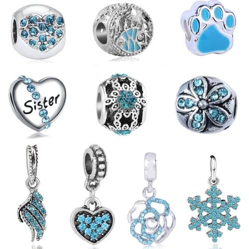 2Pcs/lot Special Offer Light Blue Boy & Girl Charm Beads Fit Original Brand Bracelets Necklaces For Women DIY Jewelry Making