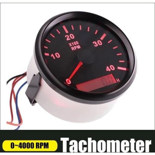 Tachometer Gauge LCD Hour Meter For Car Boat 0-3000 4000 6000 RPM Tach Sensor Marine Tachometers 12V/24V Red Backlight
