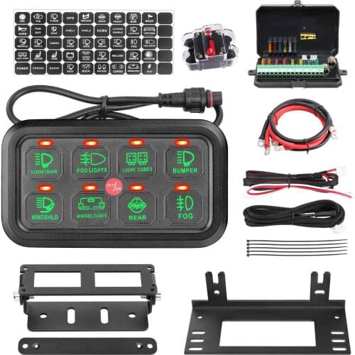 Universal 8 Gang LED Switch Panel Electronic Relays System Touch Circuit Control Panel Box for Truck Caravan Boat UTV ATV SUV