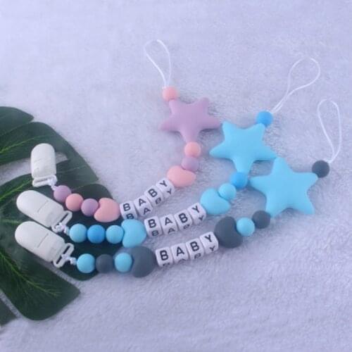 Pacifier Clip Baby Silicone Teething Beads Holder Soothie Clips Teether Toy Chewbeads Baby Birthday Shower Gift