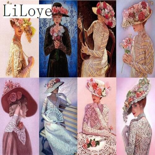 LI LOYE Beautiful lady 5D Diamond Embroidery DIY Diamond Painting Cross Stitch Needlework Mosaic Full Rhinestone Decor icon FZ23