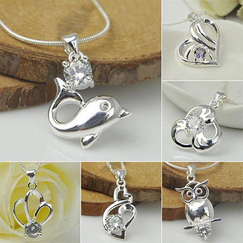 Women Jewelry Sterling Cubic Zirconia Crystal Pendant for Necklace Chain Stylish sweet gift for girlfriend