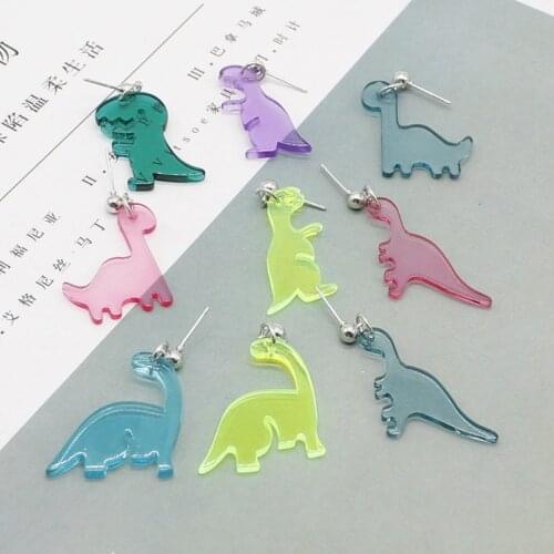 1 pair of dinosaur pendant acrylic earrings, cute girl accessories, colorful animal Harajuku style birthday gift accessories