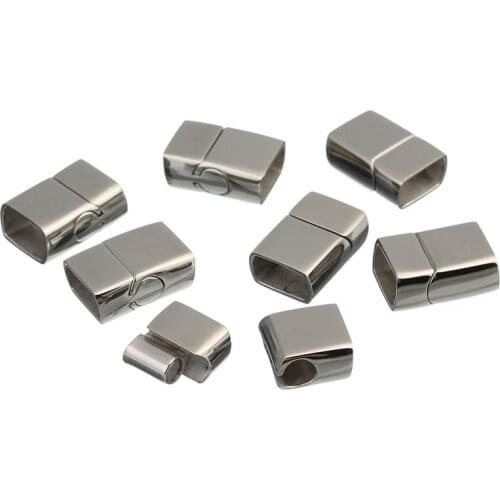 1pc Silver Color Strong Magnetic Clasps 11*6mm 8*5mm Size Leather Cord Bracelet Connector Findings Flat Stainless Steels