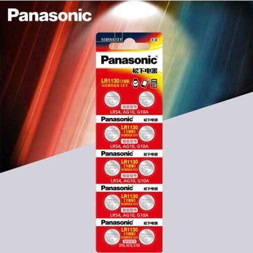 10pcs Panasonic Battery Cell 1.5V AG10 LR1130 Alkaline Button Battery AG10 389 LR54 SR54 SR1130W 189 LR1130 Button Batteries