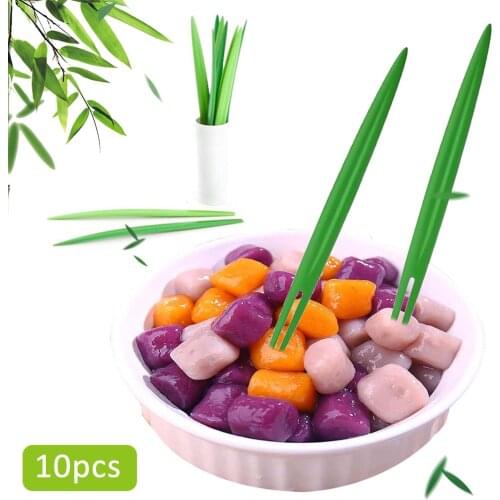 10pcs Bamboo Picking Buffet Pineapple Cactus Leaf Cake Kitchen Fruit Fork Sweet Salad Stick Cocktail Skewers For Party Decor