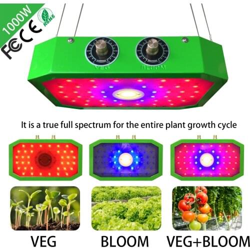 1000W COB Plant Grow Lamps, LED Grow Lights Full Spectrum Plant Growth Lamp for Indolings Full Spectrum Contains 44 Green Beads