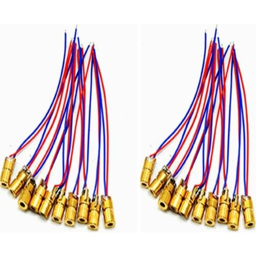 20pcs/lot Mini 1mW 650nm Red Laser Module Dot Diode LED Lights 3V 6x10mm