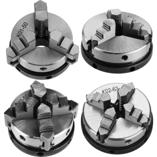 3/4 Jaws Steel Wood Lathe Chuck 50mm 63mm Manual Chuck Self-centering DIY Metal Wood Lathe Tools