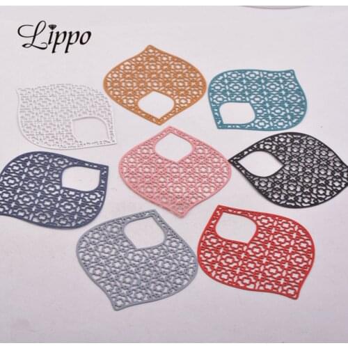 30pcs AA4389 42*50mm Painted Filigree Stamping Articles Charms Big Arc-shaped Watermark Pendant Jewelry Findings