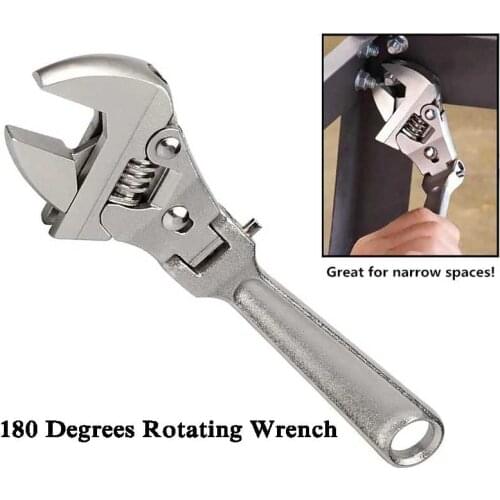 8 Inch Adjustable Ratchet Wrench 180 Degree Foldable Ratchets Wrench Universal Wrench Spanner Wrench Set Ratchets Socket Tools
