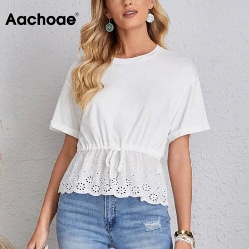 Женские футболки с коротким рукавом Aachoae China At AliExpress