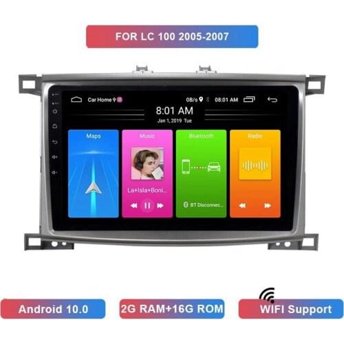 10 Inch 2 Din Android 10.0 Car MP5 Player Stereo Radio 2+16GB Wifi Bluetooth GPS Navigation For Toyota LC 100 2005-2007