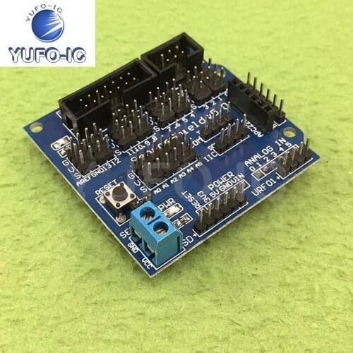 Free Ship 1PCS Uno R3 V5 Expansion Board Sensor Shield V5.0 Electronic Bricks Blue Version Compatible with Uno R3