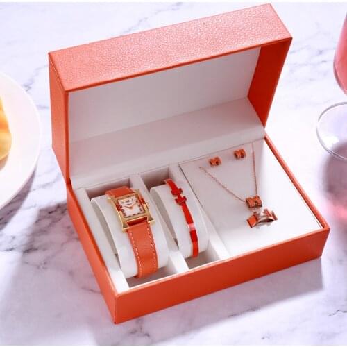 High Quality Wrist Watch for Women Stylish Luxury Waterproof Ladies Quartz Wristwatches Designer Female Jewelry Watches Set