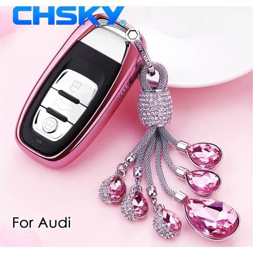 CHSKY TPU For Audi key cover For Audi A4 A5 A6 A7 Q5 Q7 S5 s6 Keyring Car key covers Shell case keychain Car Styling accessories