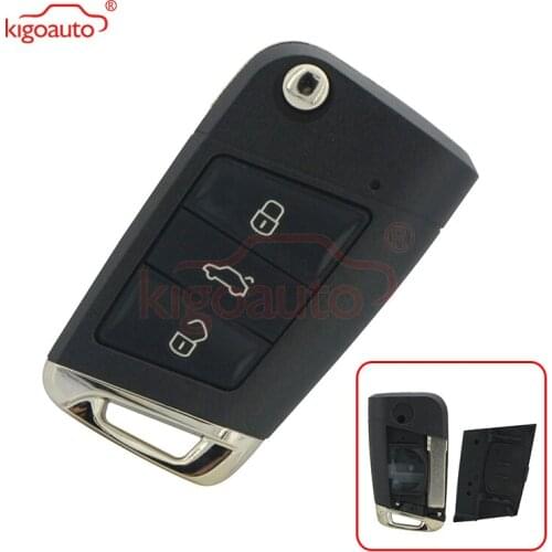 Kigoauto Flip key shell 3 button HU66 blade for VW Golf 7 volkswagen key case 2013 2014 car key cover replacement