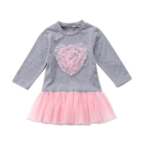 6M-4T Kids Baby Girls Dresses Long Sleeve Lace Patchwork Tutu Dress Outfit Clothes