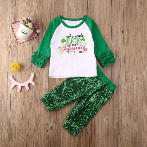 Toddler Baby Boys Girls St. Patricks Day Long Sleeve T-shirt Tops +Pant Children Clothes st patricks day outfit kids clothes