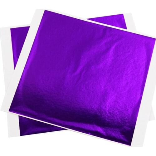 100PCS Purple Color Imitation Gold Leaf 13X13.5cm Alloy Foil Wall Crafts Furniture Painting Art Works Gilding