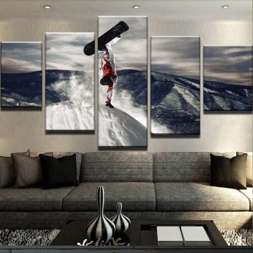 JIE DO ART Poster Canvas Painting Wall Modular Pictures For Living Room Decorative Pictures 5 Panel People At The Top Of The