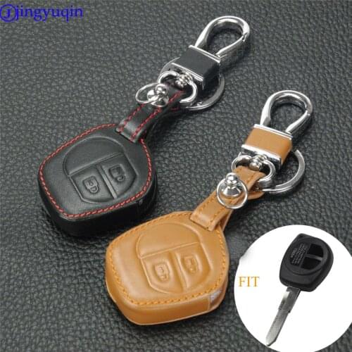 Jingyuqin 2 Buttons Remote Leather Key Cover Case for Suzuki SX4 Swift LIiana Vitara Jimny ALTO IGNIS ESTEEM Styling