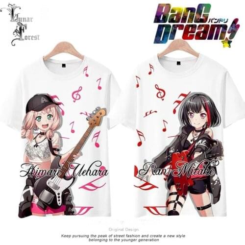 Kawaii Cute BanG Dream! 3D Printing T-shirt Summer Fashion Round Neck Short Sleeve Popular Japanese Anime Streetwear Plus Size
