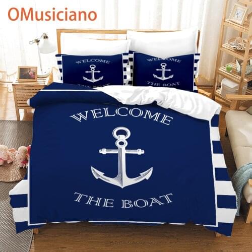 Nautical Anchor with Navy Pattern Classic digital print custom bedding set / duvet cover set full queen king, Kids Gifts